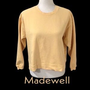 MADEWELL Long Sleeve (Re)Sourced Cotton Yellow Cropped Swing Sweatshirt Size XS